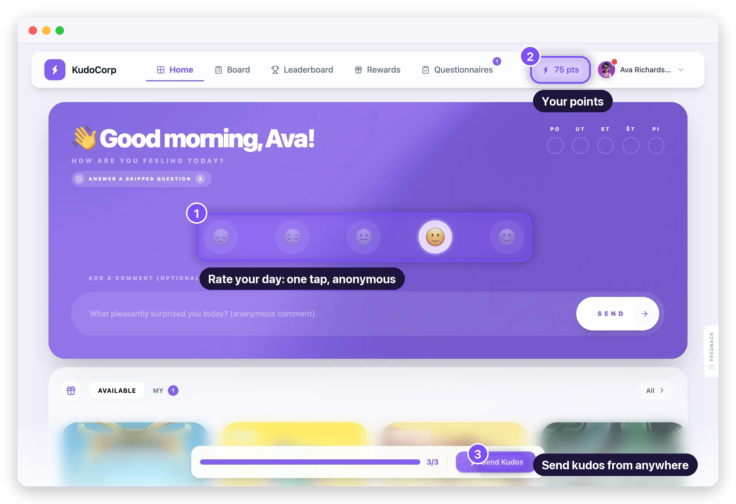 The web dashboard for an employee