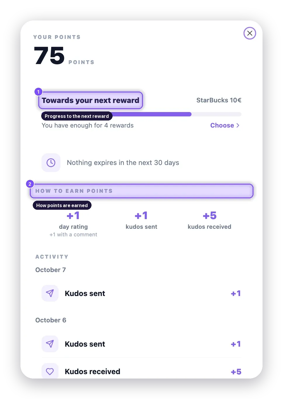 The streak and achievements sheet