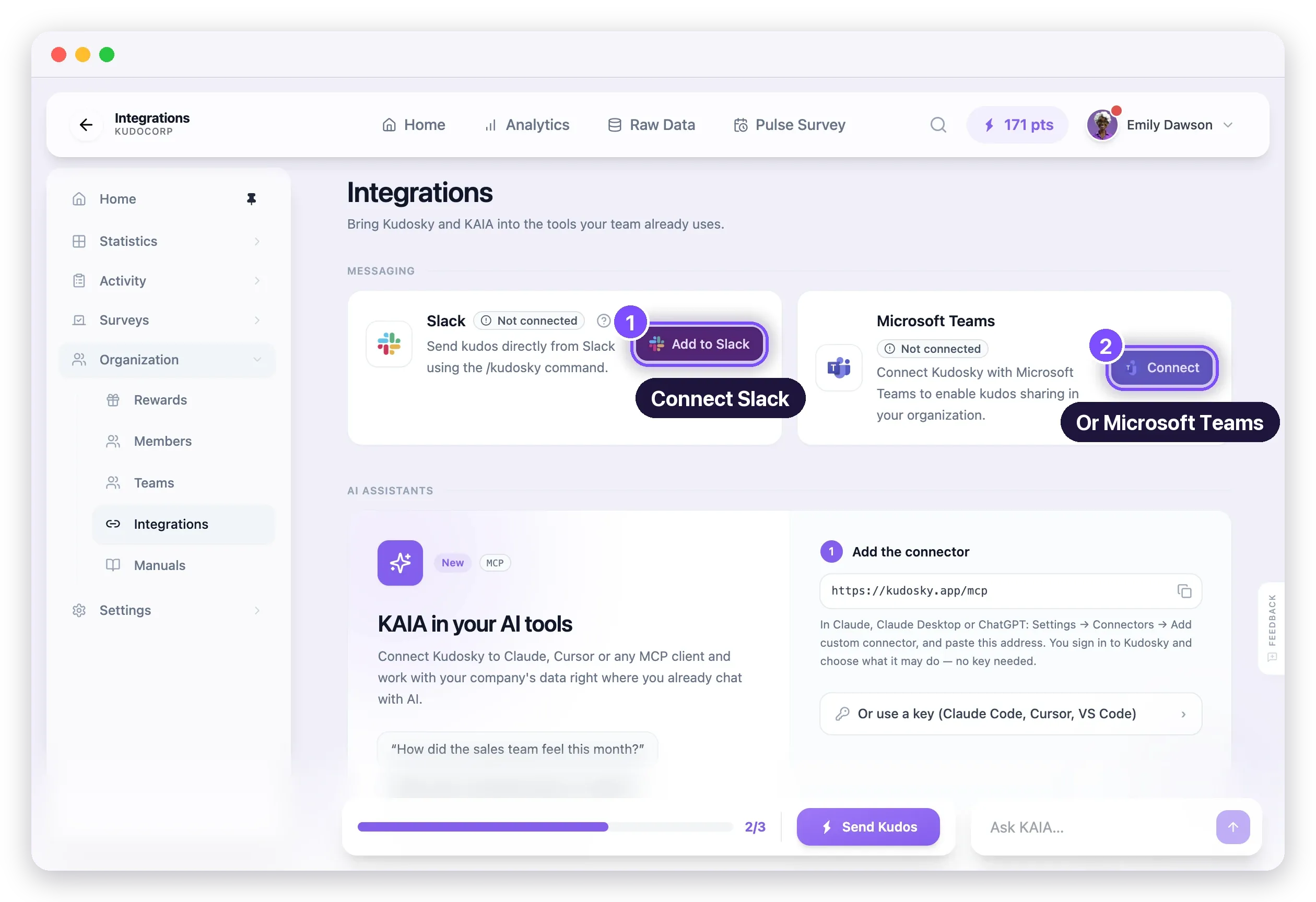 The Slack integration card